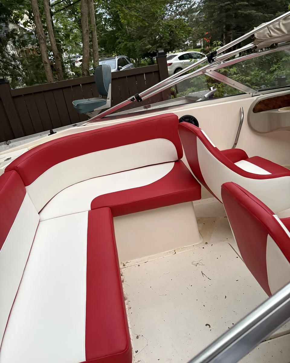 Restored outdoor seating and fitted boat cushions